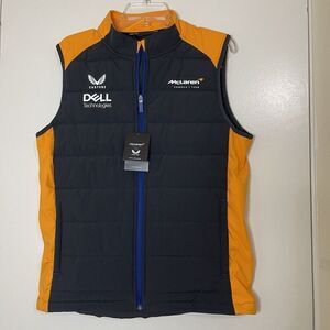 NEW! Castore Official McLaren F1 2024 Team Hybrid Vest Phantom orange quilted S